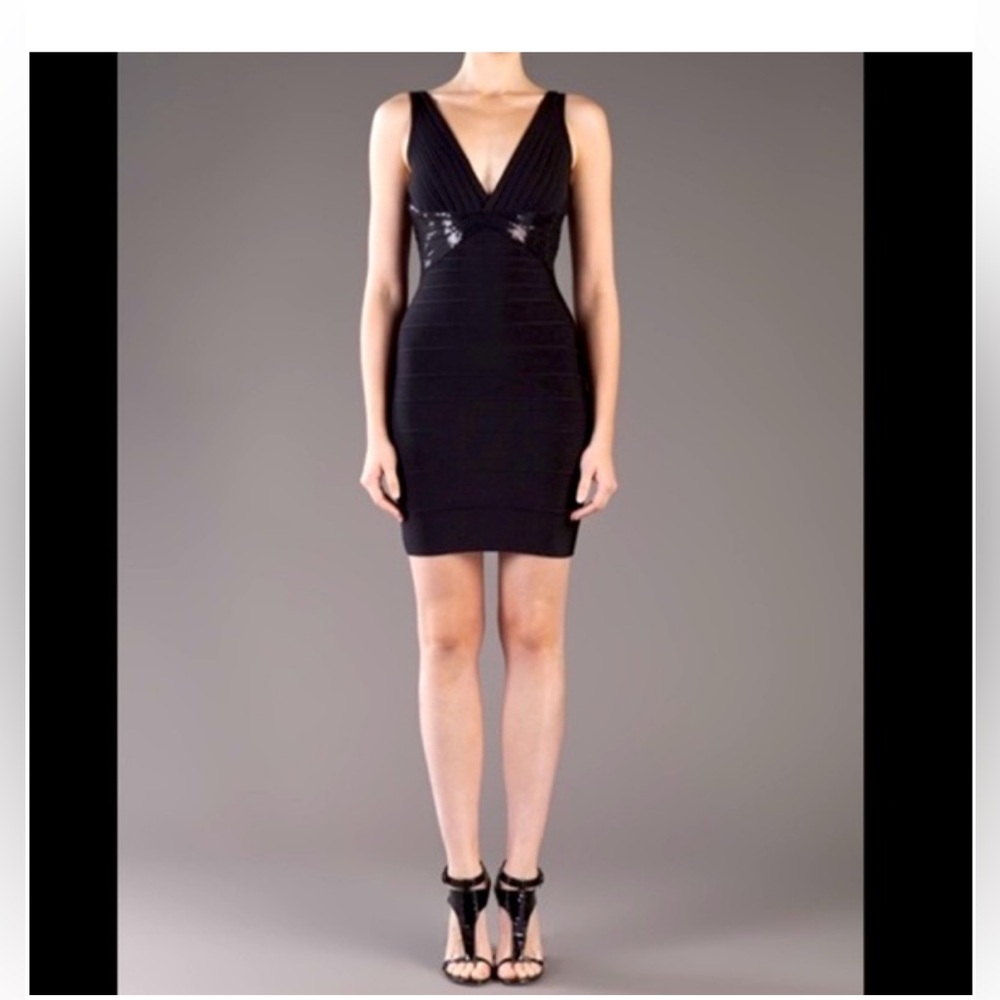 Herve Leger Black Bandage Mini Dress